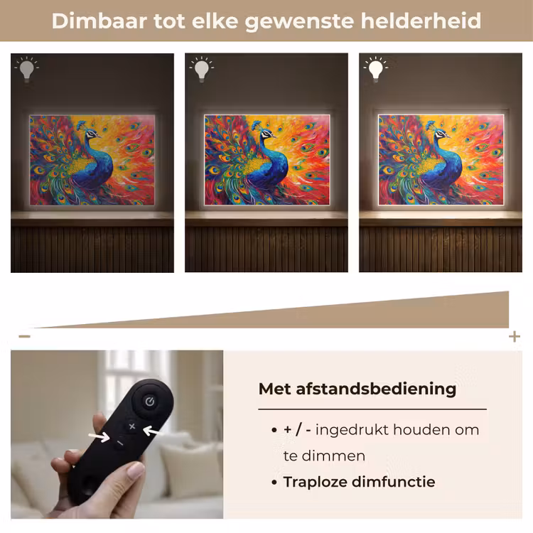 Lightbox - Wandlamp - Pauw - Kunst - Schilderij - Pauwenveren — 9