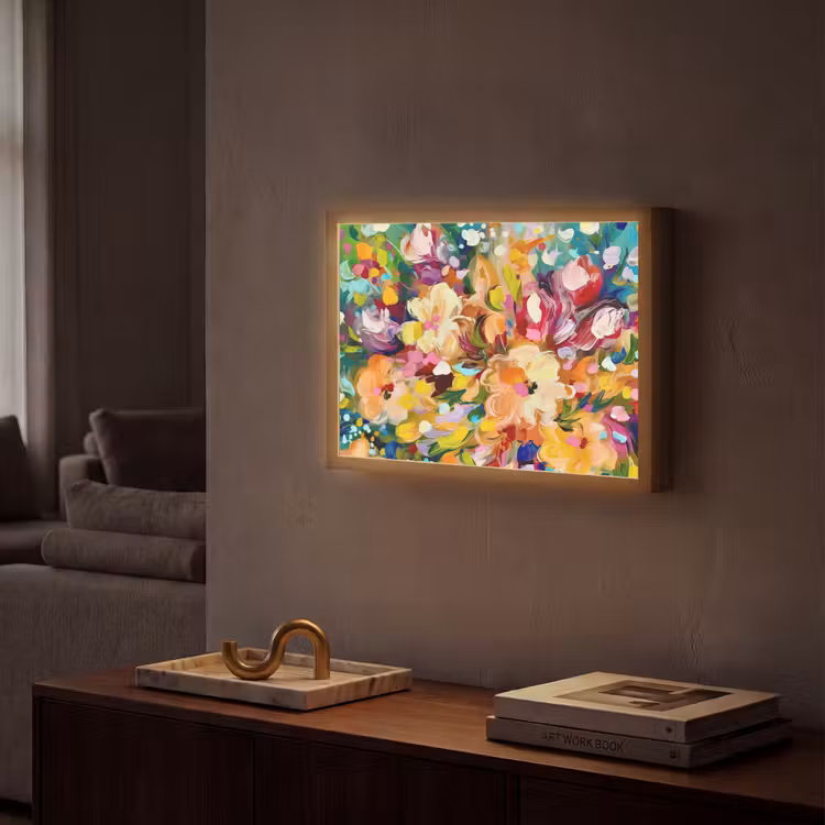 Lightbox - Wandlamp - Schilderij - Olieverf - Bloemen - Regenboog — 2