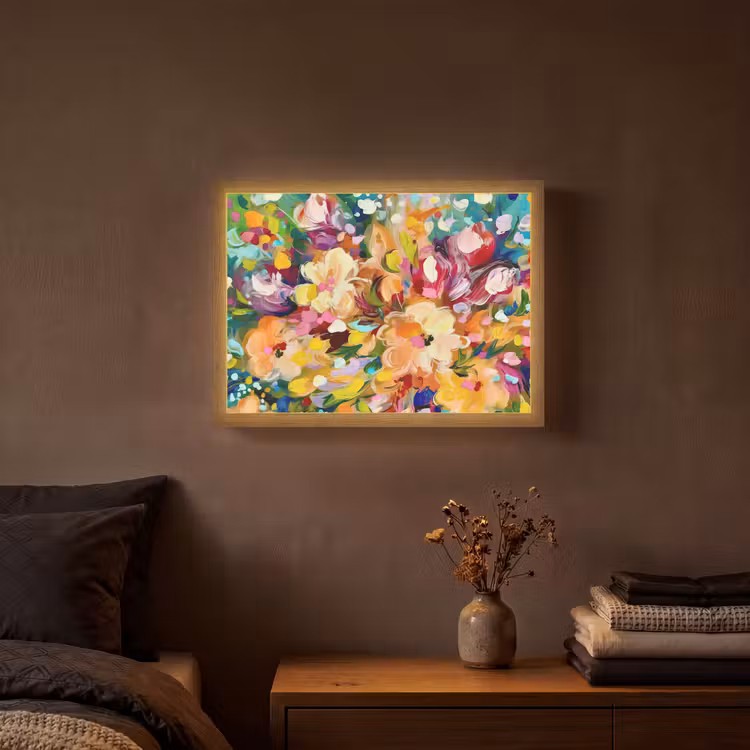 Lightbox - Wandlamp - Schilderij - Olieverf - Bloemen - Regenboog — 3