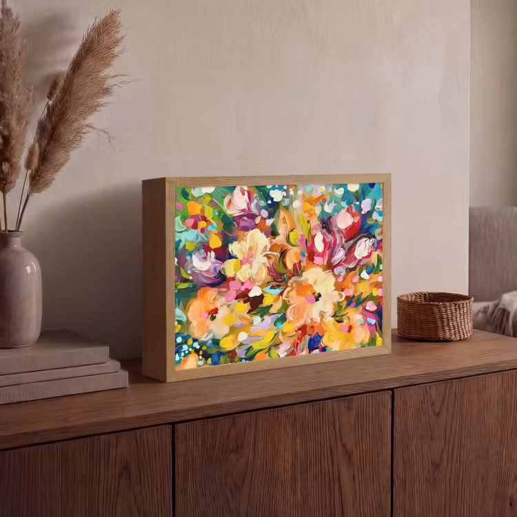 Lightbox - Wandlamp - Schilderij - Olieverf - Bloemen - Regenboog — 4