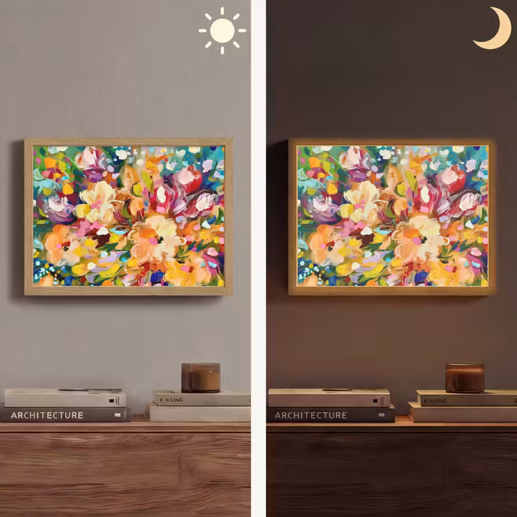 Lightbox - Wandlamp - Schilderij - Olieverf - Bloemen - Regenboog — 6