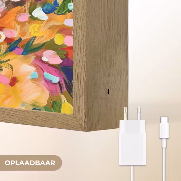 Lightbox - Wandlamp - Schilderij - Olieverf - Bloemen - Regenboog — 7