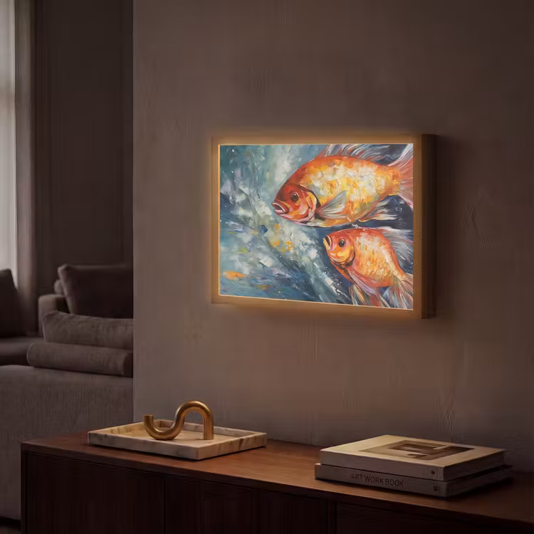 Lightbox - Wandlamp - Vissen - Water - Dieren - Kunst - Olieverf — 2