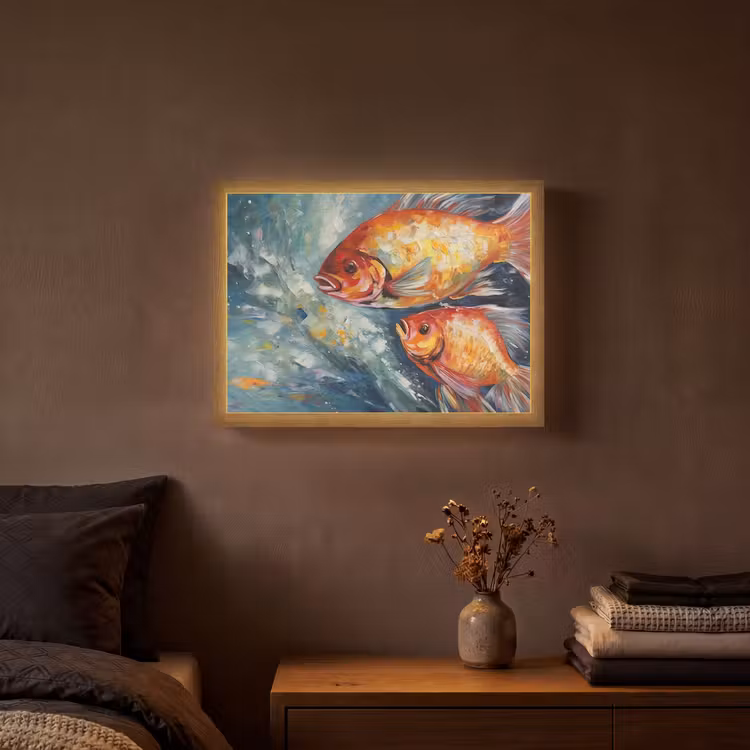 Lightbox - Wandlamp - Vissen - Water - Dieren - Kunst - Olieverf — 3