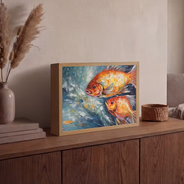 Lightbox - Wandlamp - Vissen - Water - Dieren - Kunst - Olieverf — 4