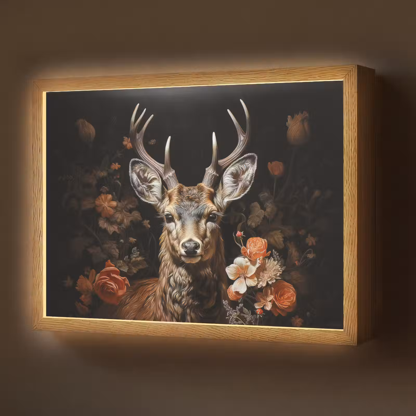 Lightbox - Wandlamp - Hert - Dier - Bloemen - Natuur - Botanisch — 1