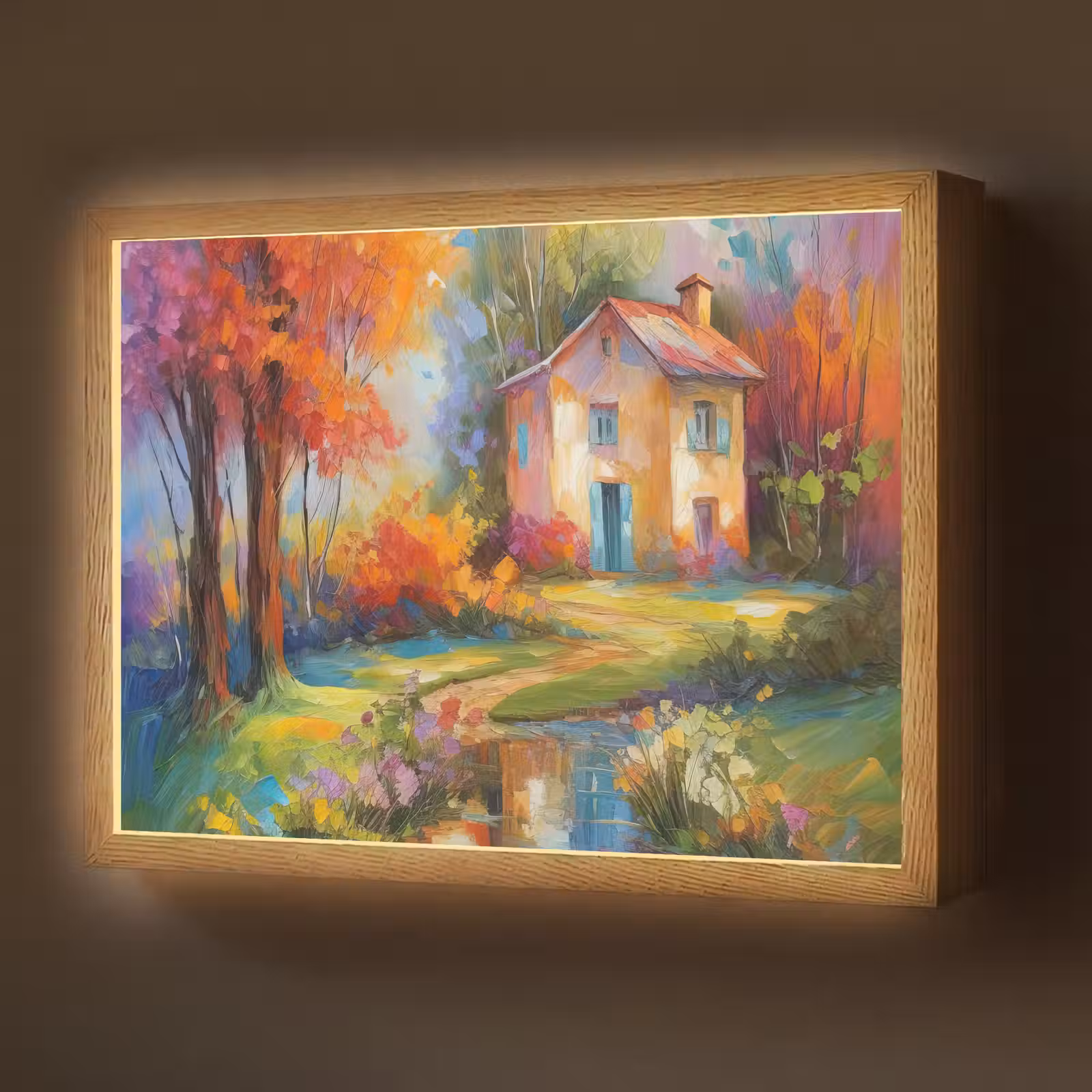 Lightbox - Wandlamp - Landschap - Kleurrijk - Olieverf - Kunst — 1