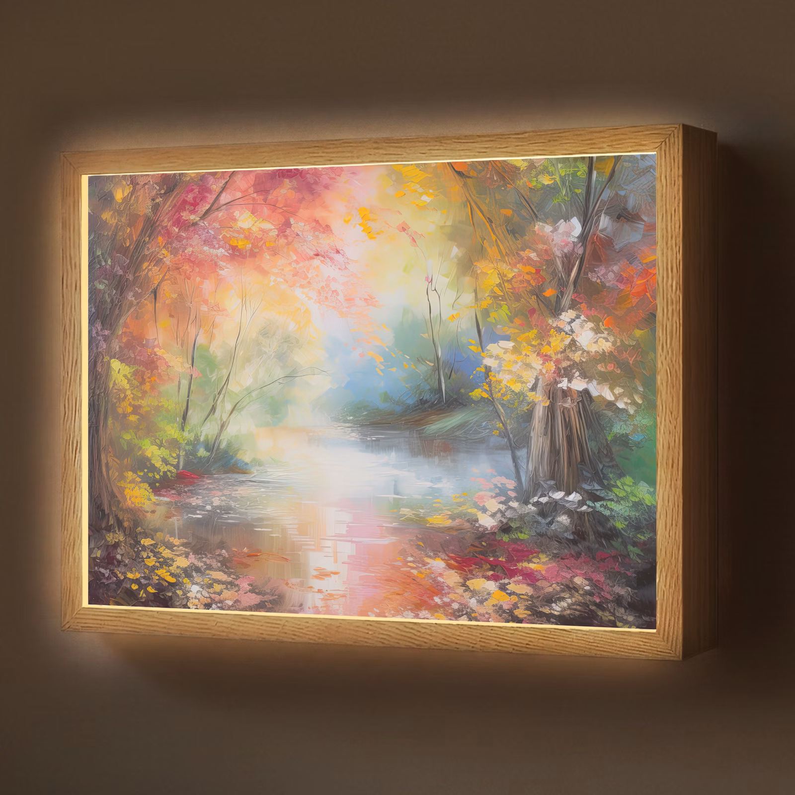Lightbox - Wandlamp - Landschap - Olieverf - Kleurrijk - Natuur — 1