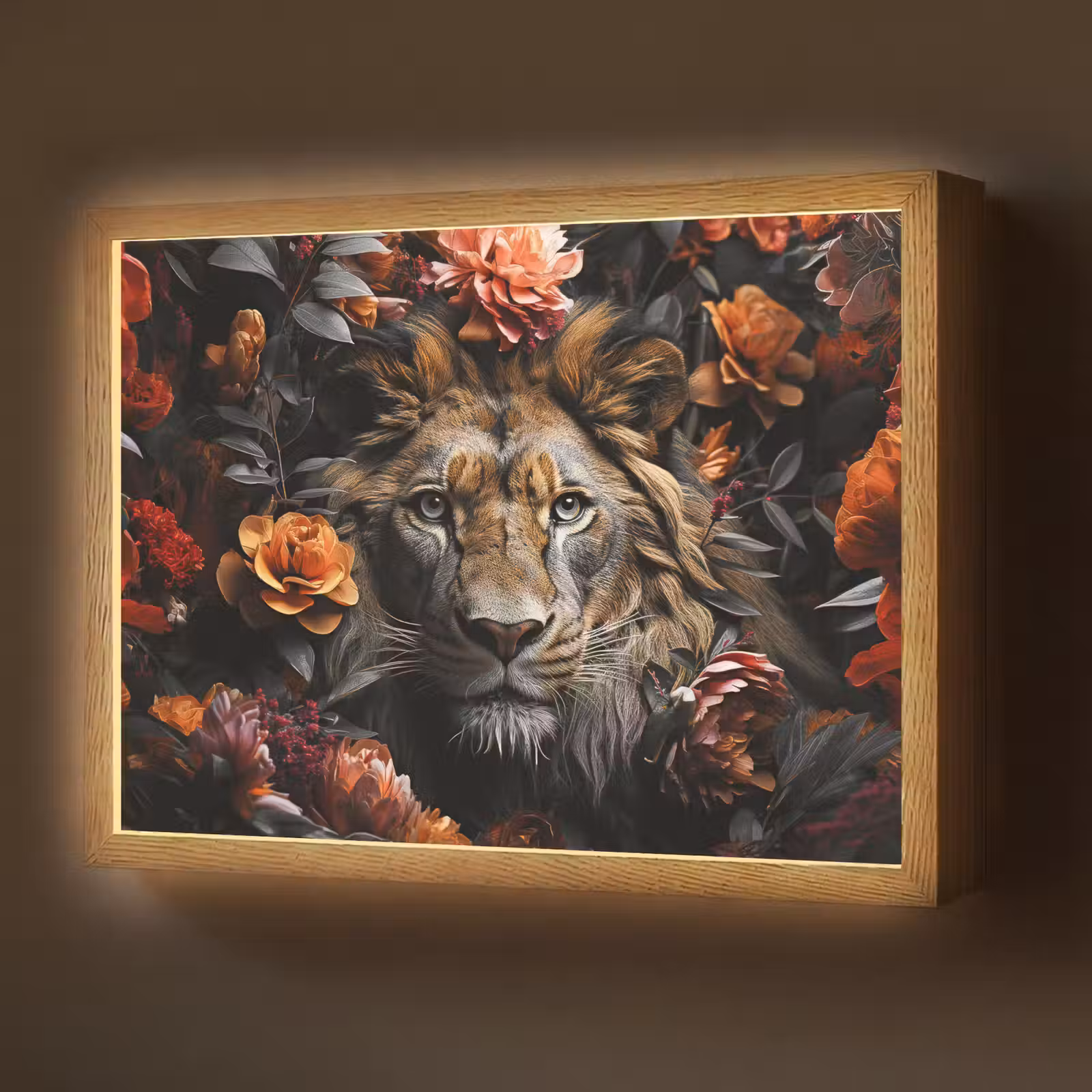 Lightbox - Wandlamp - Leeuw - Dier - Natuur - Bloemen - Botanisch — 1