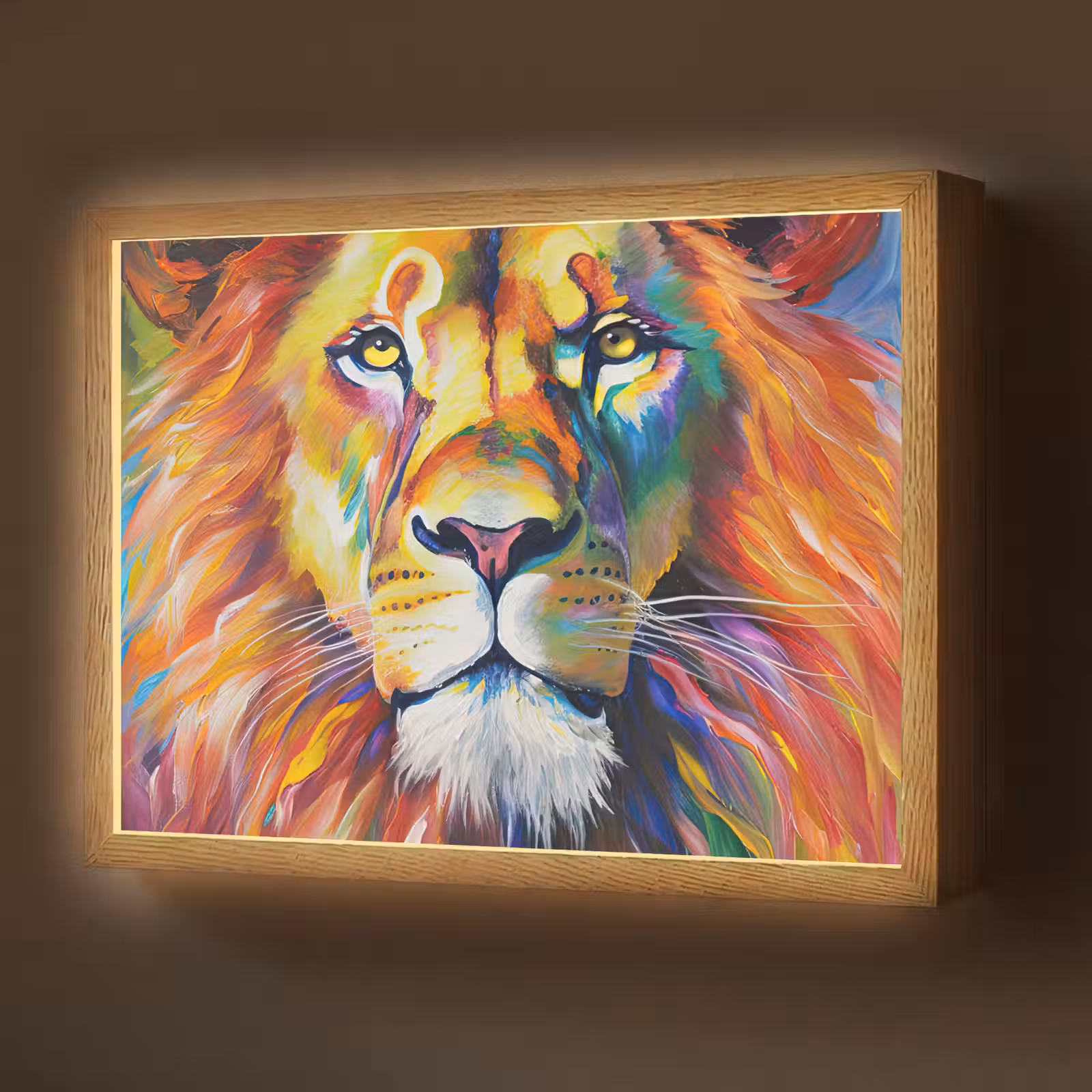 Lightbox - Wandlamp - Leeuw - Olieverf - Kunst - Dieren — 1