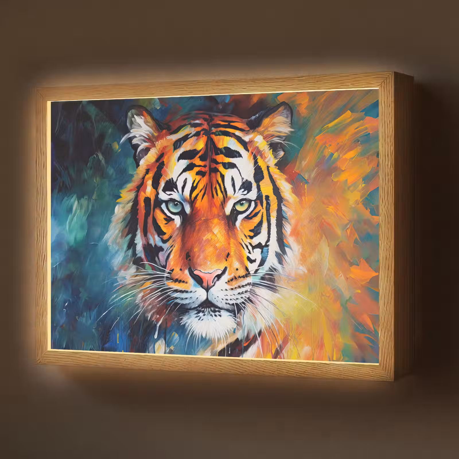 Lightbox - Wandlamp - Tijger - Dieren - Olieverf - Kunst — 1
