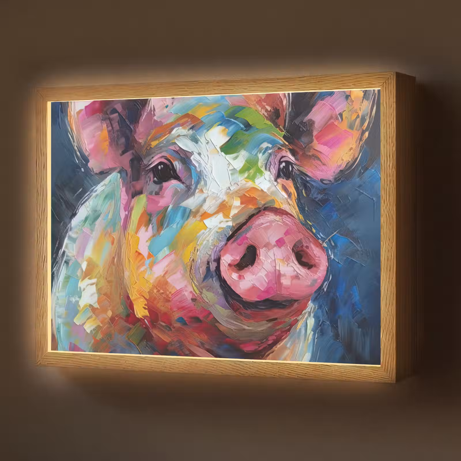 Lightbox - Wandlamp - Varken - Olieverf - Dieren - Kunst — 1