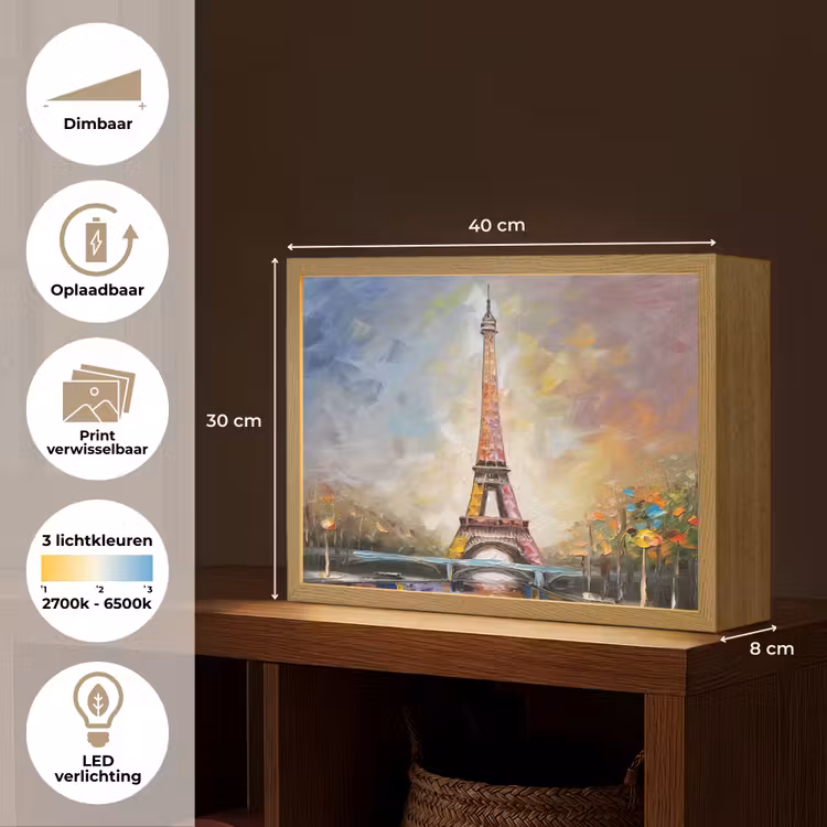 Lightbox - Wandlamp - Eiffeltoren - Schilderij - Olieverf - Parijs — 10