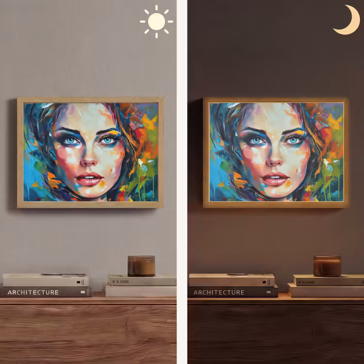 Lightbox - Wandlamp - Gezicht - Vrouw - Olieverf - Kleurrijk - Kunst — 6