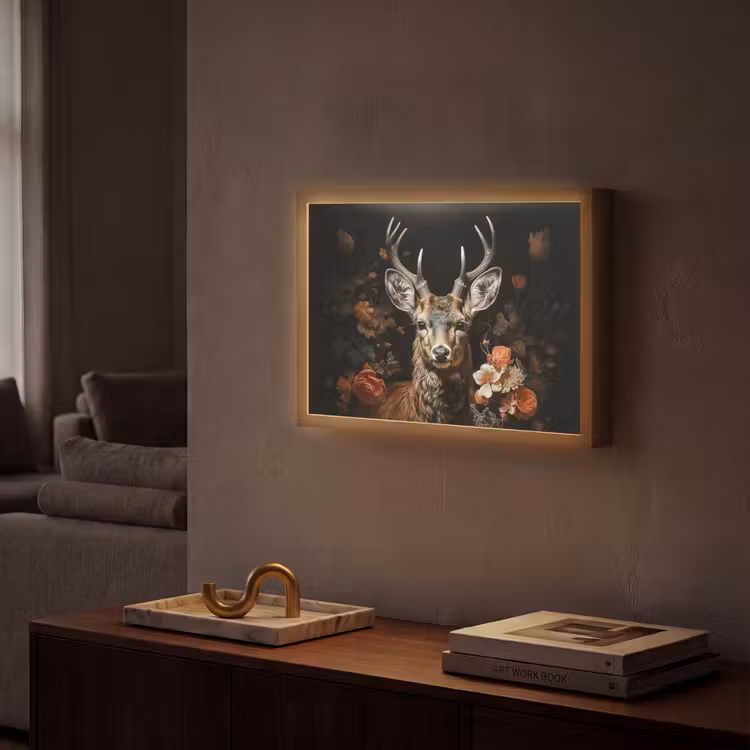 Lightbox - Wandlamp - Hert - Dier - Bloemen - Natuur - Botanisch — 2