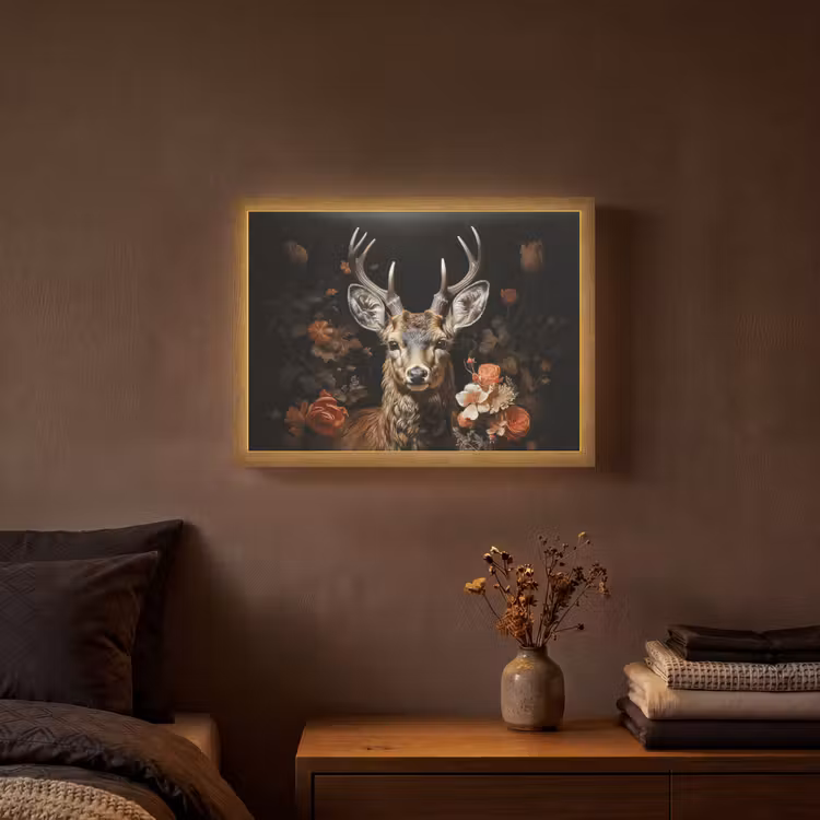 Lightbox - Wandlamp - Hert - Dier - Bloemen - Natuur - Botanisch — 3