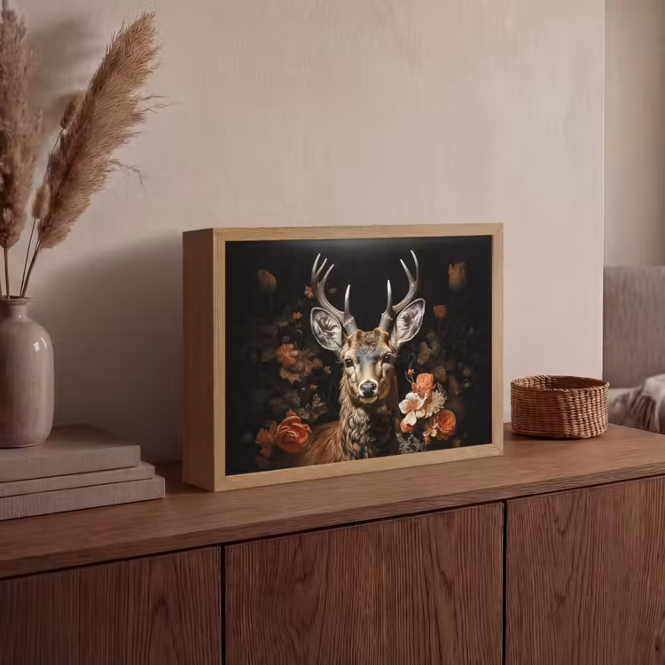 Lightbox - Wandlamp - Hert - Dier - Bloemen - Natuur - Botanisch — 4