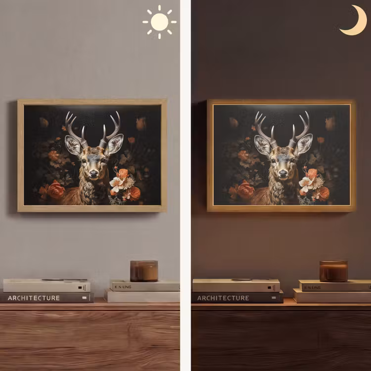 Lightbox - Wandlamp - Hert - Dier - Bloemen - Natuur - Botanisch — 6