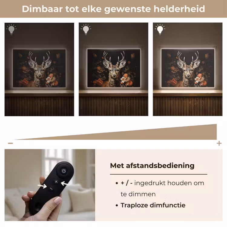 Lightbox - Wandlamp - Hert - Dier - Bloemen - Natuur - Botanisch — 9