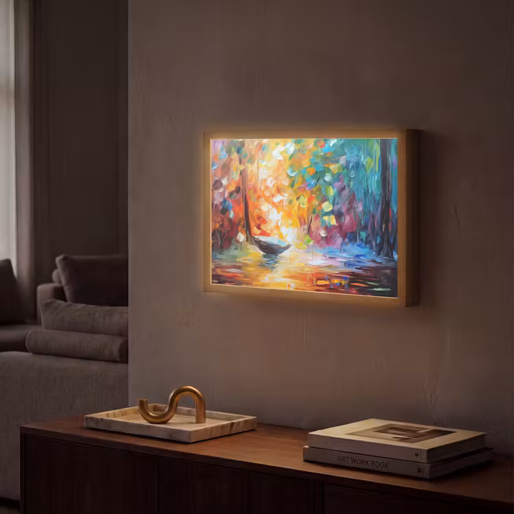 Lightbox - Wandlamp - Kleurrijk - Olieverf - Water - Boot — 2
