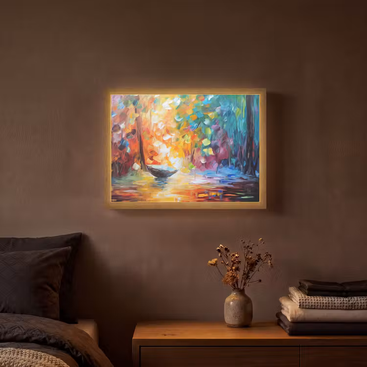 Lightbox - Wandlamp - Kleurrijk - Olieverf - Water - Boot — 3