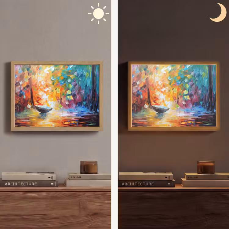 Lightbox - Wandlamp - Kleurrijk - Olieverf - Water - Boot — 6