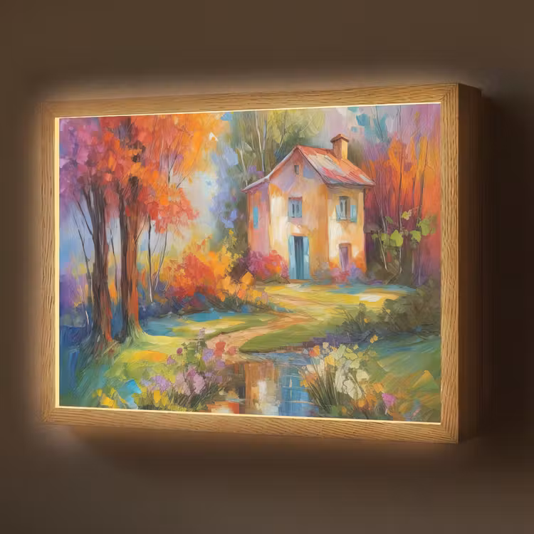 Lightbox - Wandlamp - Landschap - Kleurrijk - Olieverf - Kunst — 1