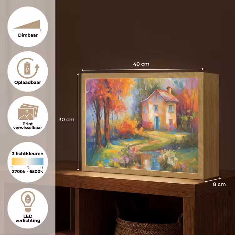Lightbox - Wandlamp - Landschap - Kleurrijk - Olieverf - Kunst — 10