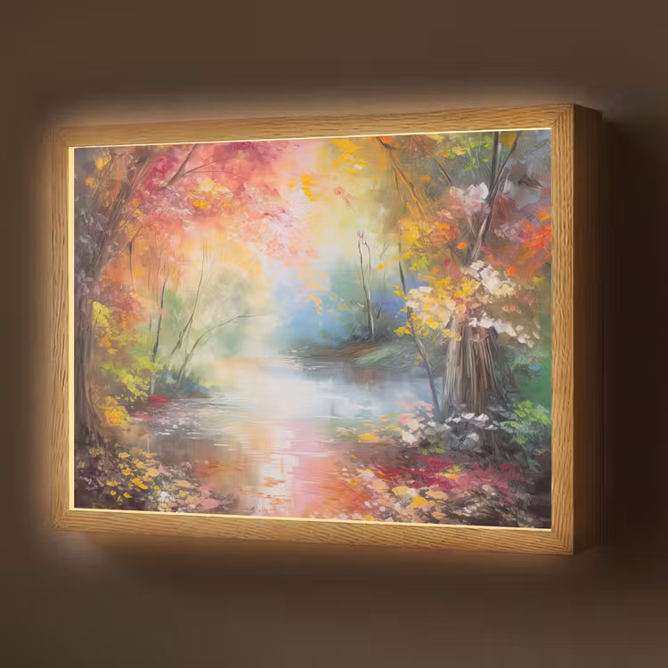 Lightbox - Wandlamp - Landschap - Olieverf - Kleurrijk - Natuur — 1