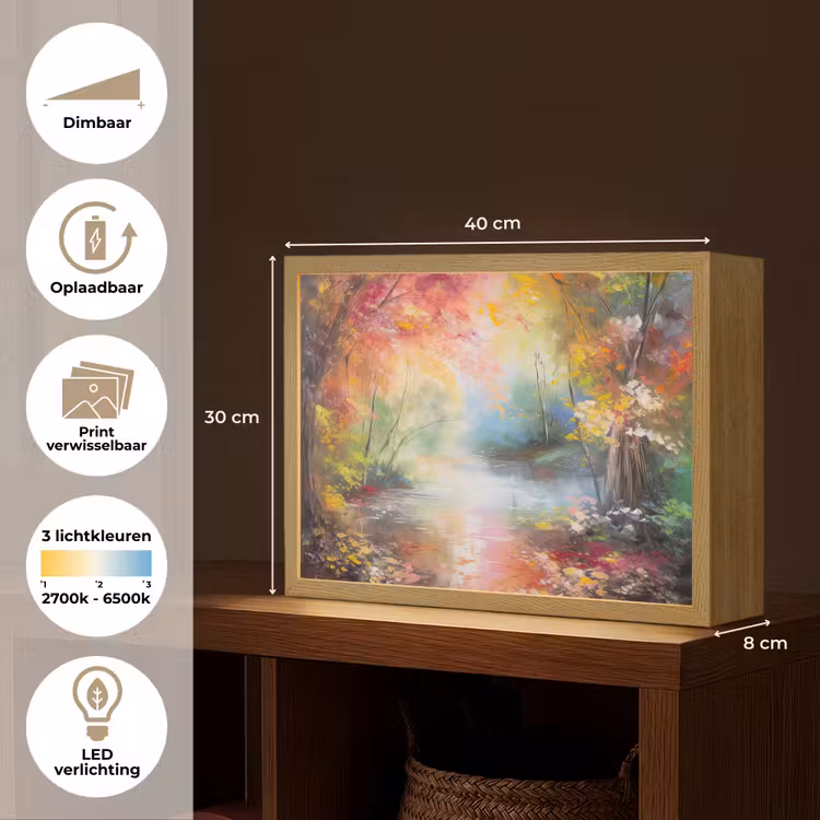 Lightbox - Wandlamp - Landschap - Olieverf - Kleurrijk - Natuur — 10