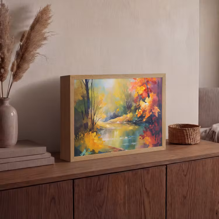 Lightbox - Wandlamp - Landschap - Olieverf - Rivier - Kleurrijk — 4