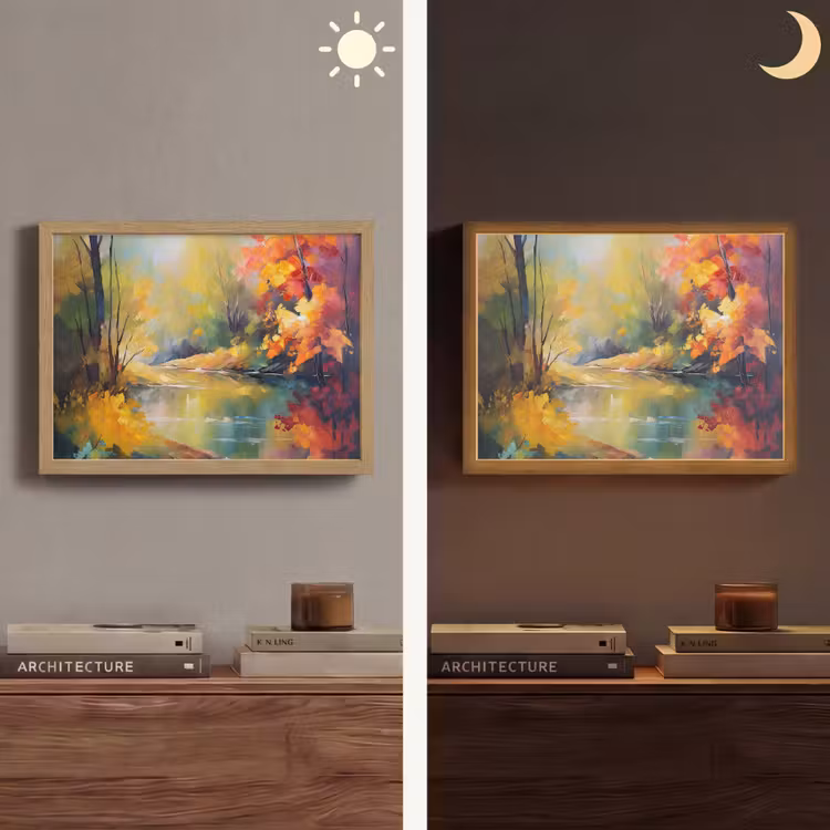 Lightbox - Wandlamp - Landschap - Olieverf - Rivier - Kleurrijk — 6