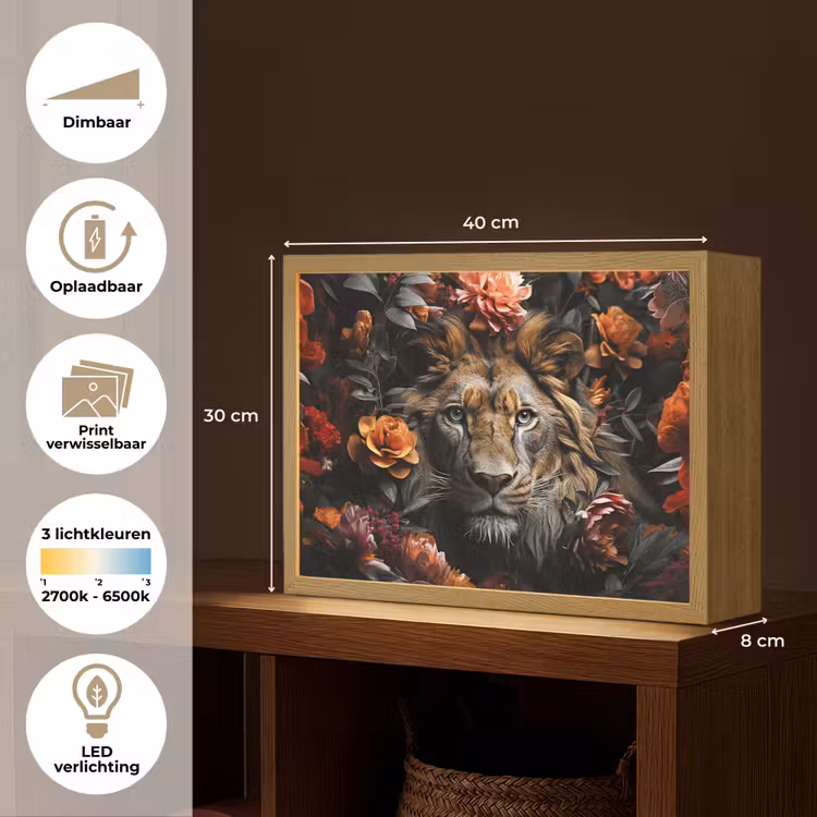 Lightbox - Wandlamp - Leeuw - Dier - Natuur - Bloemen - Botanisch — 10