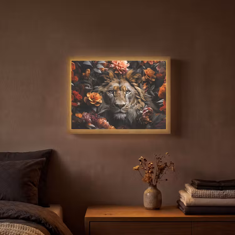 Lightbox - Wandlamp - Leeuw - Dier - Natuur - Bloemen - Botanisch — 3
