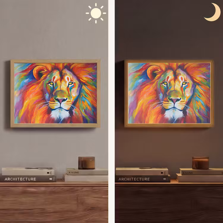 Lightbox - Wandlamp - Leeuw - Dieren - Olieverf - Regenboog — 6