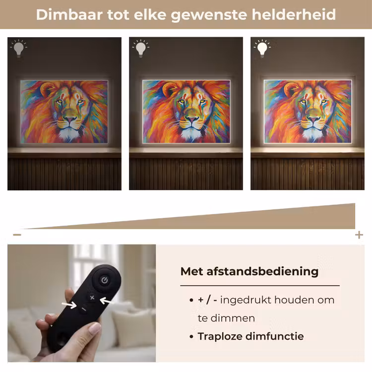 Lightbox - Wandlamp - Leeuw - Dieren - Olieverf - Regenboog — 9