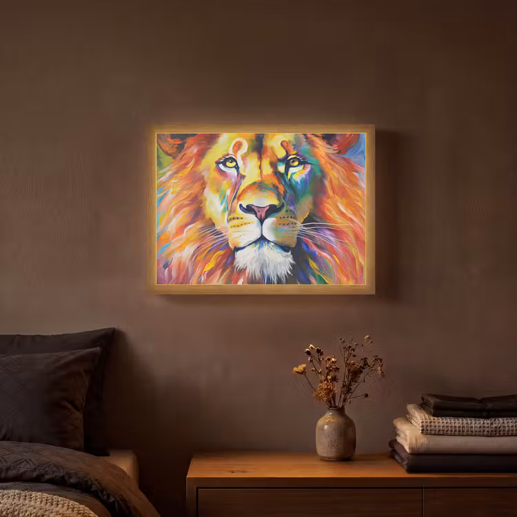 Lightbox - Wandlamp - Leeuw - Olieverf - Kunst - Dieren — 3