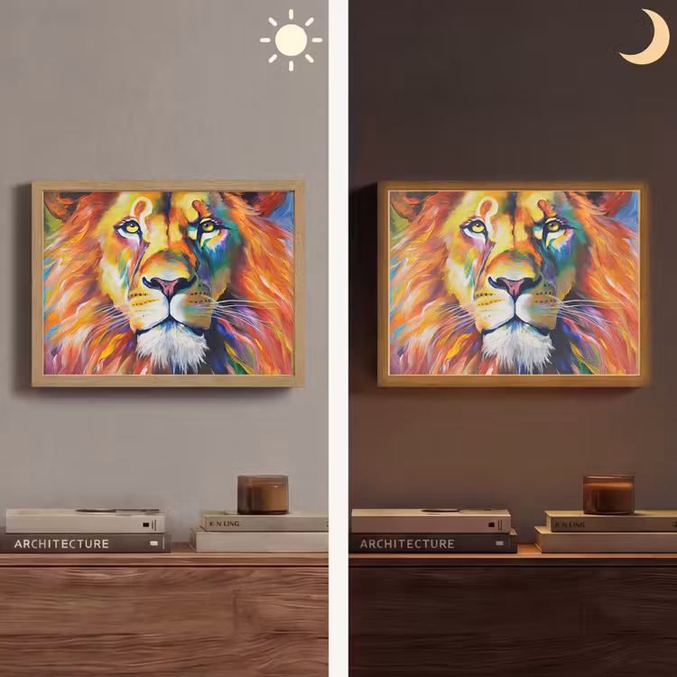 Lightbox - Wandlamp - Leeuw - Olieverf - Kunst - Dieren — 6