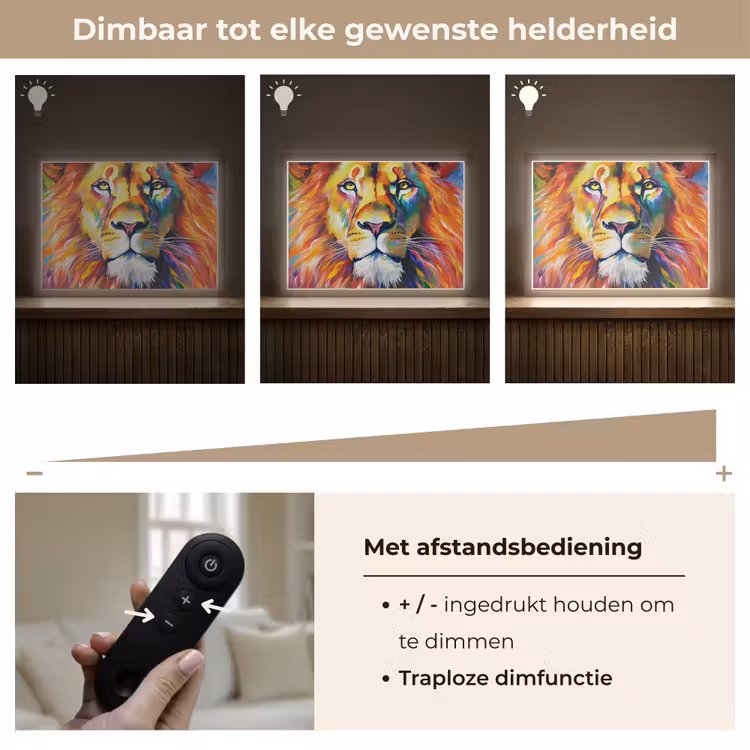 Lightbox - Wandlamp - Leeuw - Olieverf - Kunst - Dieren — 9
