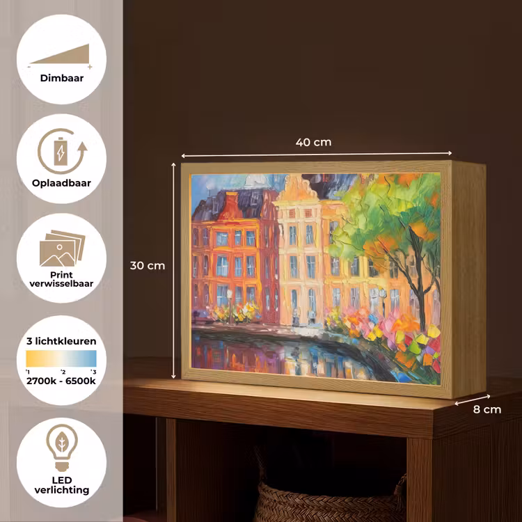 Lightbox - Wandlamp - Olieverf - Amsterdam - Kunst - Kleurrijk — 10