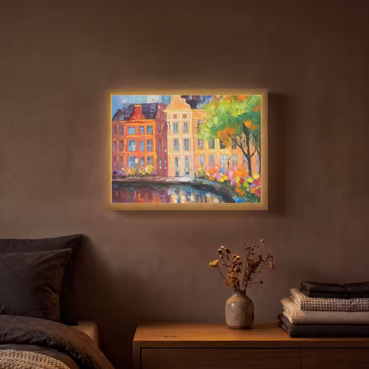 Lightbox - Wandlamp - Olieverf - Amsterdam - Kunst - Kleurrijk — 3