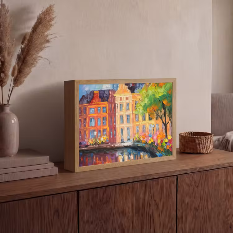 Lightbox - Wandlamp - Olieverf - Amsterdam - Kunst - Kleurrijk — 4
