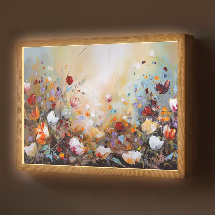 Lightbox - Wandlamp - Olieverf - Bloemen - Kleurrijk - Natuur — 1