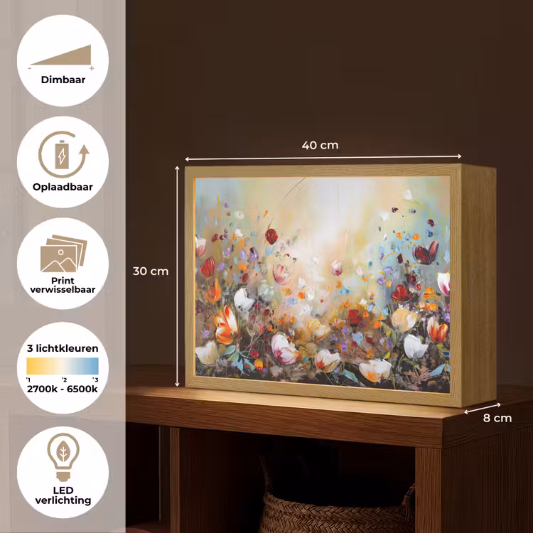 Lightbox - Wandlamp - Olieverf - Bloemen - Kleurrijk - Natuur — 10