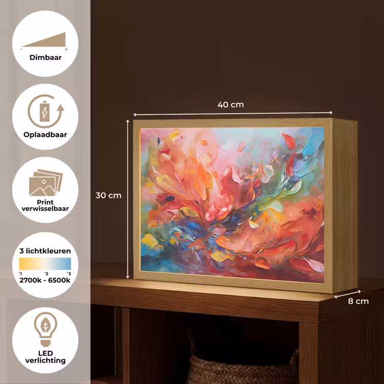 Lightbox - Wandlamp - Olieverf - Kunst - Abstract - Kleurrijk — 10