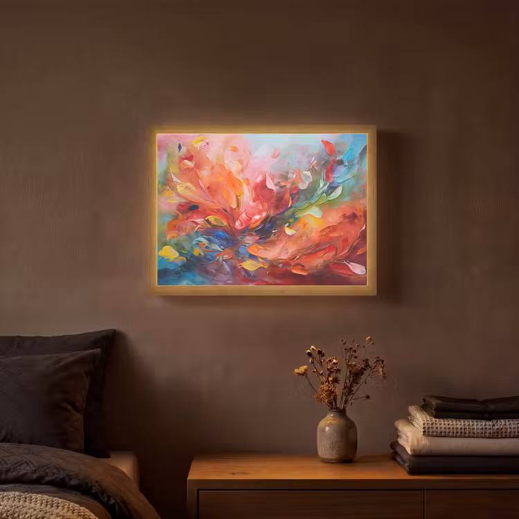 Lightbox - Wandlamp - Olieverf - Kunst - Abstract - Kleurrijk — 3