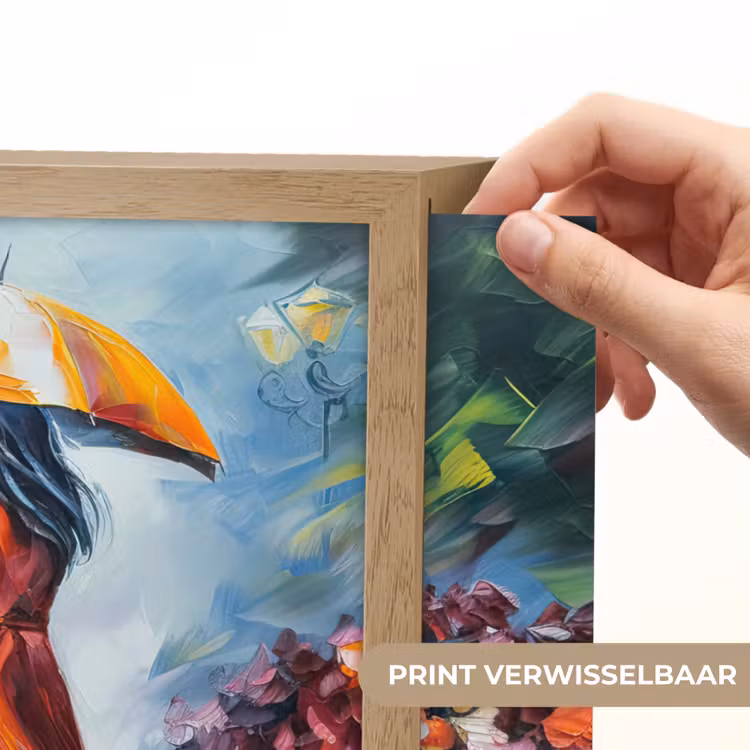 Lightbox - Wandlamp - Olieverf - Paraplu - Vrouw - Straat - Kunst — 5