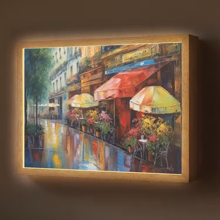 Lightbox - Wandlamp - Straat - Olieverf - Kleurrijk - Stad — 1