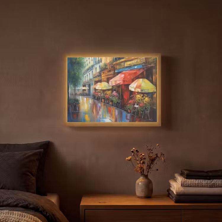 Lightbox - Wandlamp - Straat - Olieverf - Kleurrijk - Stad — 3