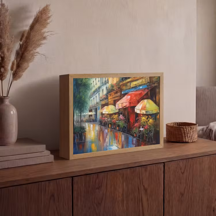 Lightbox - Wandlamp - Straat - Olieverf - Kleurrijk - Stad — 4
